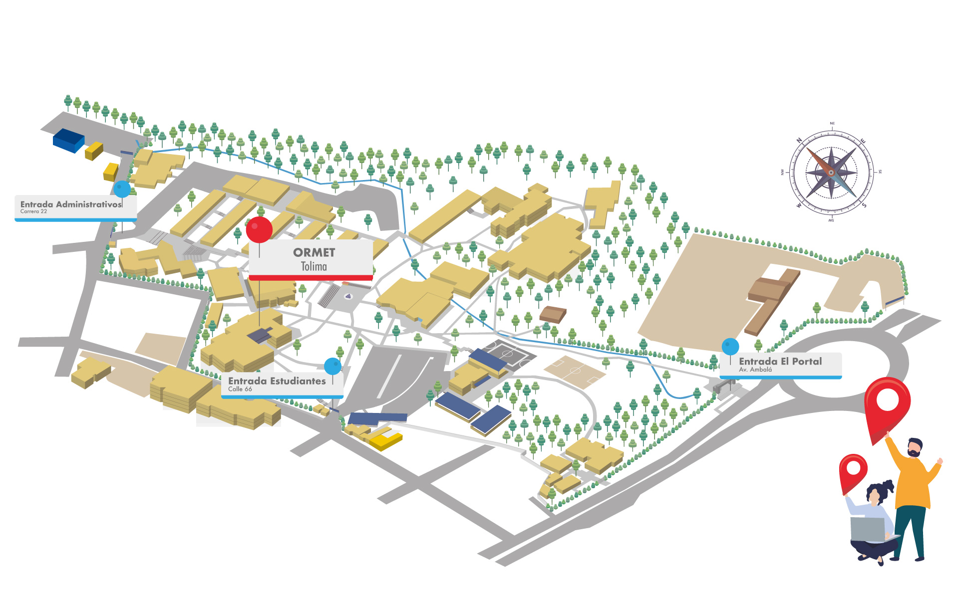 Imagen de mapa de la Universidad de Ibagué para localización de la dependencia Dirección de Extensión